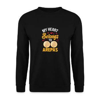 Arepas Zitat Lustiges kolumbianisches venezolanisches Essen Arepa - Unisex Pullover - Schwarz - Vorne - Alina (178cm) & Michal (187cm)