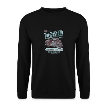 1990 Biker Top Zustand, Legendär, Legende, Bike, - Unisex Pullover - Schwarz - Vorne - Alina (178cm) & Michal (187cm)