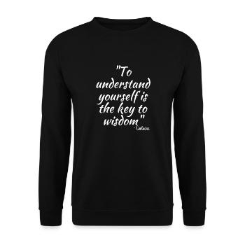 To understand yourself is the key to wisdom - Unisex Sweatshirt - black - Front - Alina (178cm) & Michal (187cm)