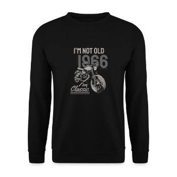 I'm Not Old I'm Classic. Biker Geburtstag 1966 - Unisex Pullover - Schwarz - Vorne - Alina (178cm) & Michal (187cm)