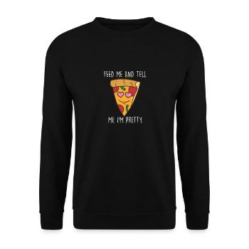 Nourrissez-moi et dites-moi pizza - Food Lover Funny Pizza - Sweat-shirt Unisexe - noir - Devant - Alina (178cm) & Michal (187cm)