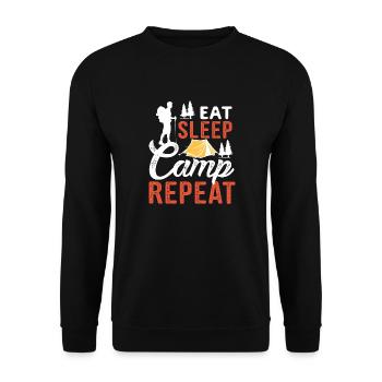 Eat Sleep Camp Repeat - Unisex Sweatshirt - black - Front - Alina (178cm) & Michal (187cm)