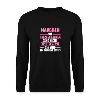 Trecker Landwirt Bauer Landwirtschaft Traktor - Unisex Pullover - Schwarz - Vorne - Alina (178cm) & Michal (187cm)