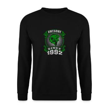 Awesome since 1992. Angel, Angler's birthday - Unisex Sweatshirt - black - Front - Alina (178cm) & Michal (187cm)
