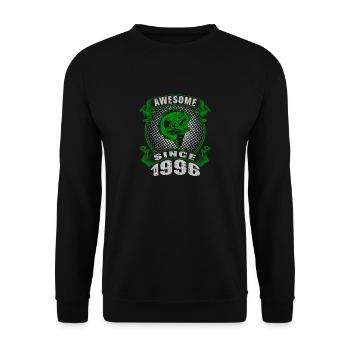 Awesome since 1996. Angel, Angler Geburtstag - Unisex Pullover - Schwarz - Vorne - Alina (178cm) & Michal (187cm)