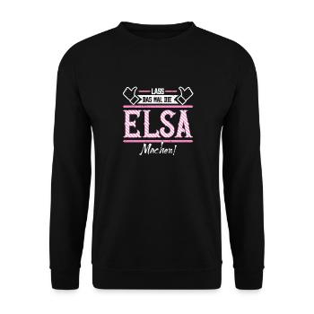 Elsa Geschenkidee Geschenk Geburtstag - Unisex Pullover - Schwarz - Vorne - Alina (178cm) & Michal (187cm)