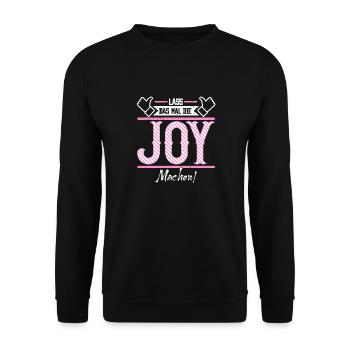 Joy Geschenkidee Geschenk Geburtstag - Unisex Pullover - Schwarz - Vorne - Alina (178cm) & Michal (187cm)