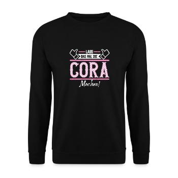 Cora Geschenkidee Geschenk Geburtstag - Unisex Pullover - Schwarz - Vorne - Alina (178cm) & Michal (187cm)