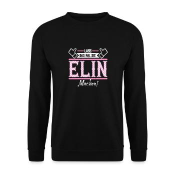 Elin Geschenkidee Geschenk Geburtstag - Unisex Pullover - Schwarz - Vorne - Alina (178cm) & Michal (187cm)