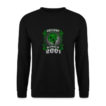 Awesome since 2001. Angel, Angler Geburtstag - Unisex Pullover - Schwarz - Vorne - Alina (178cm) & Michal (187cm)