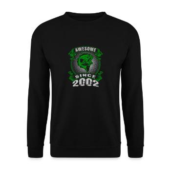 Awesome since 2002. Angel, Angler's birthday - Unisex Sweatshirt - black - Front - Alina (178cm) & Michal (187cm)