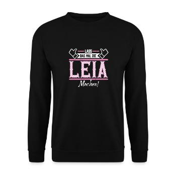 Leia Geschenkidee Geschenk Geburtstag - Unisex Pullover - Schwarz - Vorne - Alina (178cm) & Michal (187cm)