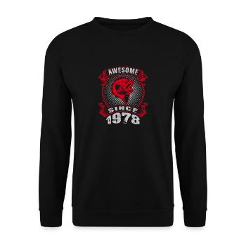 Génial depuis 1978. Angel, anniversaire du pêcheur - Sweat-shirt Unisexe - noir - Devant - Alina (178cm) & Michal (187cm)