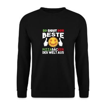 So Sieht Der Beste Pizzabäcker Der Welt Aus - Unisex Pullover - Schwarz - Vorne - Alina (178cm) & Michal (187cm)