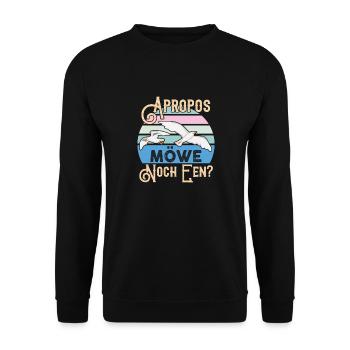 Apropos Möwe Möwie Noch een Norddeutsche Platt - Unisex Pullover - Schwarz - Vorne - Alina (178cm) & Michal (187cm)
