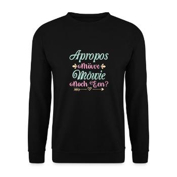 Apropos Möwe Möwie Noch een Norddeutscher Humor - Unisex Pullover - Schwarz - Vorne - Alina (178cm) & Michal (187cm)
