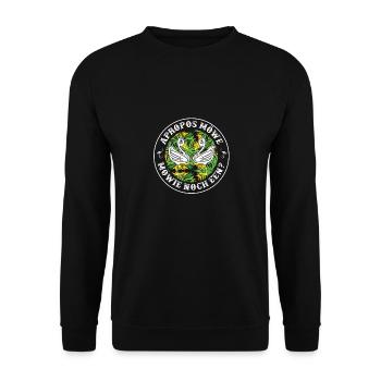 Apropos Möwe Möwie Noch een Plattdeutscher - Unisex Pullover - Schwarz - Vorne - Alina (178cm) & Michal (187cm)