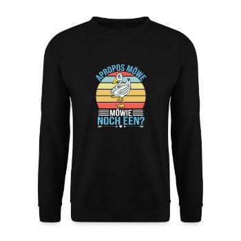 Apropos Möwe Möwie Noch een Plattdeutscher Humor - Unisex Pullover - Schwarz - Vorne - Alina (178cm) & Michal (187cm)