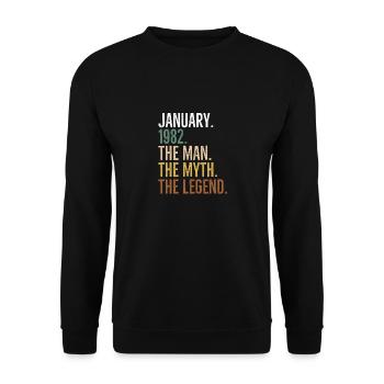 Janvier 1982 L’homme Le mythe La légende - Sweat-shirt Unisexe - noir - Devant - Alina (178cm) & Michal (187cm)