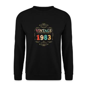 Born 1983 Vintage Retro Anniversary - Unisex Sweatshirt - black - Front - Alina (178cm) & Michal (187cm)