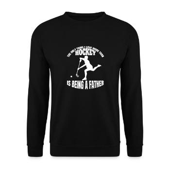 Hockeyspieler Vater Unihockey Feldhockey Hockey - Unisex Pullover - Schwarz - Vorne - Alina (178cm) & Michal (187cm)