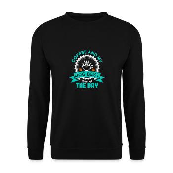 KAFFEE UND MEIN HUND BESTE ZEIT DES TAGES - Unisex Pullover - Schwarz - Vorne - Alina (178cm) & Michal (187cm)