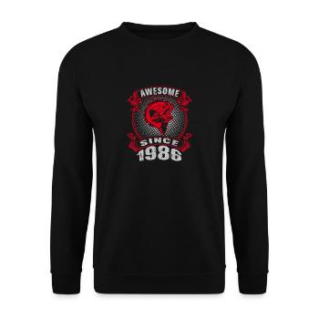 Awesome since 1986. Angel, Angler's birthday - Unisex Sweatshirt - black - Front - Alina (178cm) & Michal (187cm)