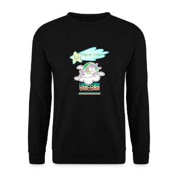 Shleep Shirt Unicorn Star Einhorn - Unisex Pullover - Schwarz - Vorne - Alina (178cm) & Michal (187cm)