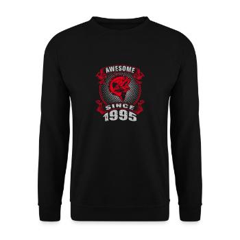 Awesome since 1995. Angel, Angler's Birthday - Unisex Sweatshirt - black - Front - Alina (178cm) & Michal (187cm)