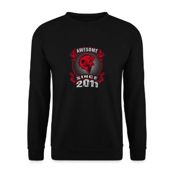 Awesome since 2011. Angel, Angler's Birthday - Unisex Sweatshirt - black - Front - Alina (178cm) & Michal (187cm)