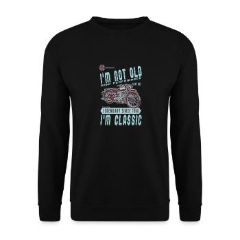 I'm Not Old I'm Classic. Biker Geburtstag 1968 - Unisex Pullover - Schwarz - Vorne - Alina (178cm) & Michal (187cm)