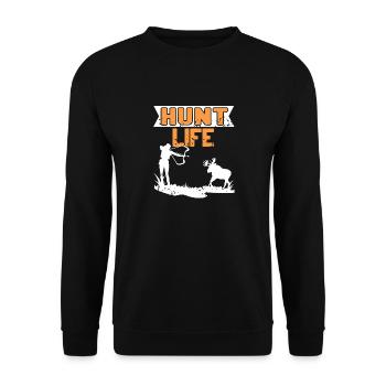 Hunt Life Retro Vintage Archery Hunting T-Shirt - Unisex Sweatshirt - black - Front - Alina (178cm) & Michal (187cm)
