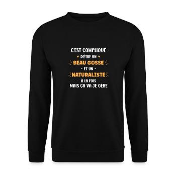 Beau gosse naturaliste - Sweat-shirt Unisexe - noir - Devant - Alina (178cm) & Michal (187cm)