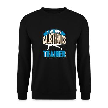 Calisthenics Six Pack Coming Soon Retro Funny - Unisex Pullover - Schwarz - Vorne - Alina (178cm) & Michal (187cm)