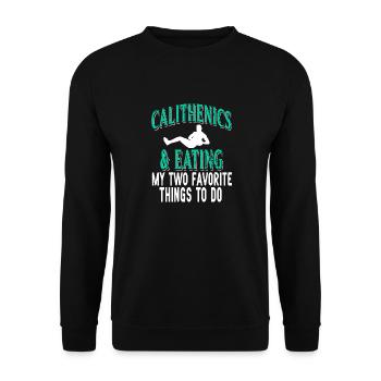 Gymnastique et manger mes deux choses préférées à faire - Sweat-shirt Unisexe - noir - Devant - Alina (178cm) & Michal (187cm)