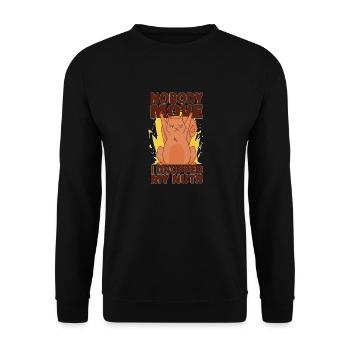 Keiner bewegt sich, ich lasse meine Nüsse fallen - Unisex Pullover - Schwarz - Vorne - Alina (178cm) & Michal (187cm)