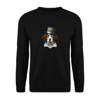 Hund Brittany Spaniel Hundemotiv - Unisex Pullover - Schwarz - Vorne - Alina (178cm) & Michal (187cm)