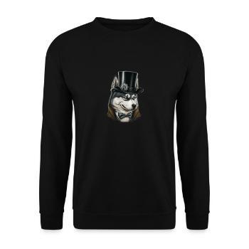 Hund Siberian Husky Hundemotiv - Unisex Pullover - Schwarz - Vorne - Alina (178cm) & Michal (187cm)