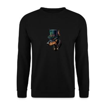 Hund Doberman Pinscher Hundemotiv - Unisex Pullover - Schwarz - Vorne - Alina (178cm) & Michal (187cm)
