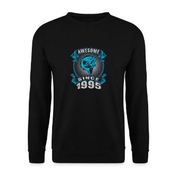 Awesome since 1995. Angel, Angler's Birthday - Unisex Sweatshirt - black - Front - Alina (178cm) & Michal (187cm)