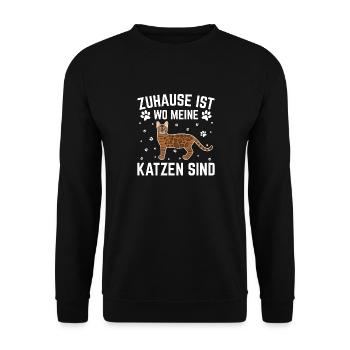 Zuhause Ist Wo Meine Katzen Sind - Unisex Pullover - Schwarz - Vorne - Alina (178cm) & Michal (187cm)