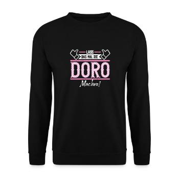 Doro Geschenkidee Geschenk Geburtstag - Unisex Pullover - Schwarz - Vorne - Alina (178cm) & Michal (187cm)