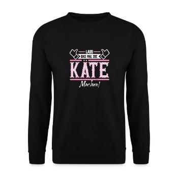 Käte Geschenkidee Geschenk Geburtstag - Unisex Pullover - Schwarz - Vorne - Alina (178cm) & Michal (187cm)