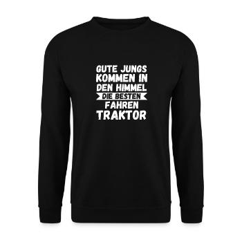 Landwirt Landwirtschaft Bauer Traktor Trecker - Unisex Pullover - Schwarz - Vorne - Alina (178cm) & Michal (187cm)