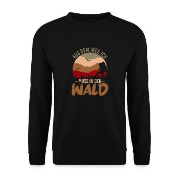 Aus Dem Weg Ich Muss In Den Wald Natur Baum - Unisex Pullover - Schwarz - Vorne - Alina (178cm) & Michal (187cm)