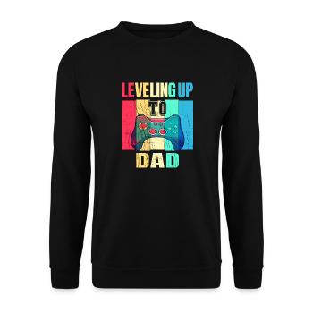 leveling up to dad pregnancy announce - Unisex Sweatshirt - black - Front - Alina (178cm) & Michal (187cm)