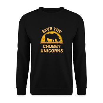 save the chubby uniicorns - Unisex Sweatshirt - black - Front - Alina (178cm) & Michal (187cm)