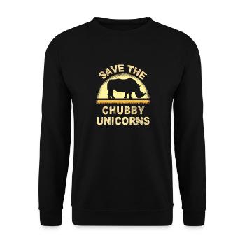 save the chubby uniicorns - Unisex Sweatshirt - black - Front - Alina (178cm) & Michal (187cm)