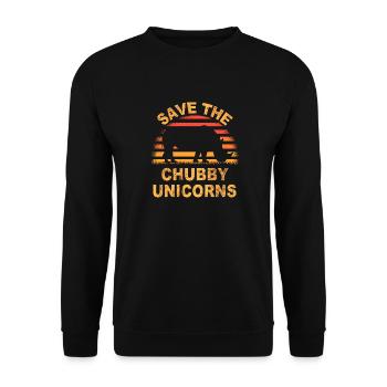 save the chubby uniicorns - Unisex Sweatshirt - black - Front - Alina (178cm) & Michal (187cm)
