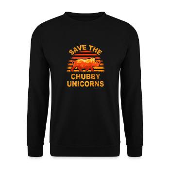 save the chubby uniicorns - Unisex Sweatshirt - black - Front - Alina (178cm) & Michal (187cm)